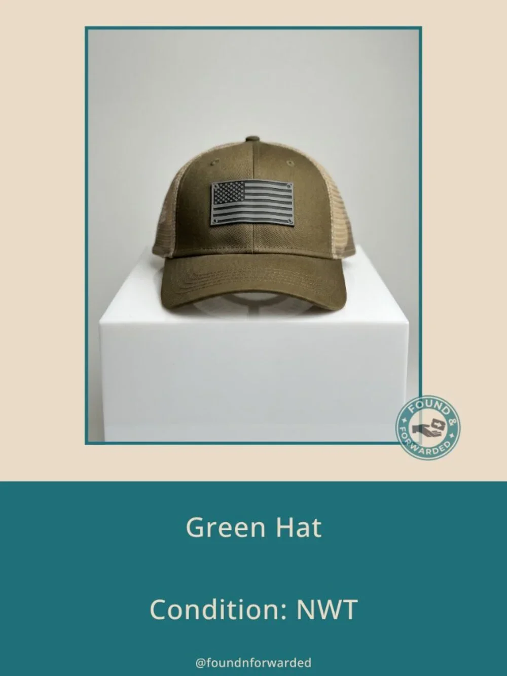 H3 Headwear Olive American Flag Trucker Hat Mesh Snapback NWT OS